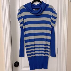 Sky woman blue striped puff sleeve long sleeve dress size L